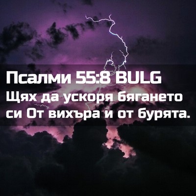 Picture 02 - Псалми 55:8 BULG - Щях да ускоря бягането си - Bible Verse Picture