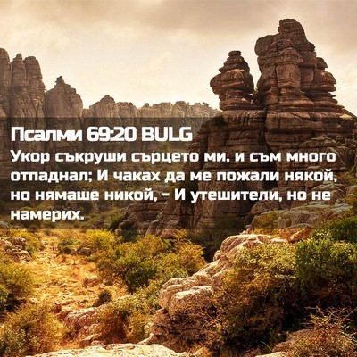 Picture 02 - Псалми 69:20 BULG - Укор съкруши сърцето ми, и - Bible Verse Picture