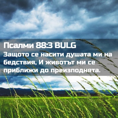 Picture 02 - Псалми 88:3 BULG - Защото се насити душата ми - Bible Verse Picture