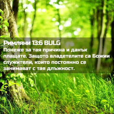 Picture 02 - Римляни 13:6 BULG - Понеже за тая причина и - Bible Verse Picture
