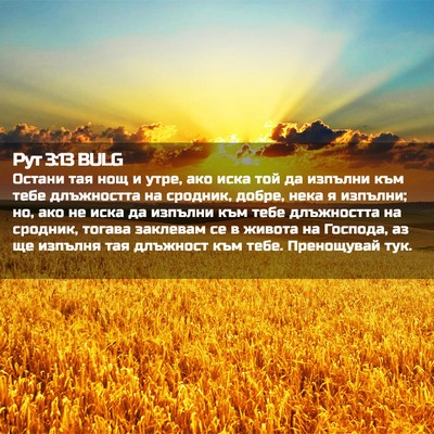 Picture 02 - Рут 3:13 BULG - Остани тая нощ и утре, ако - Bible Verse Picture