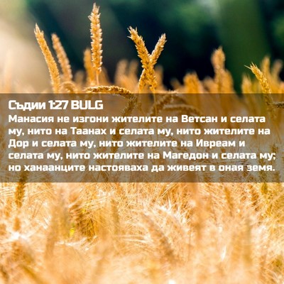 Picture 02 - Съдии 1:27 BULG - Манасия не изгони жителите - Bible Verse Picture