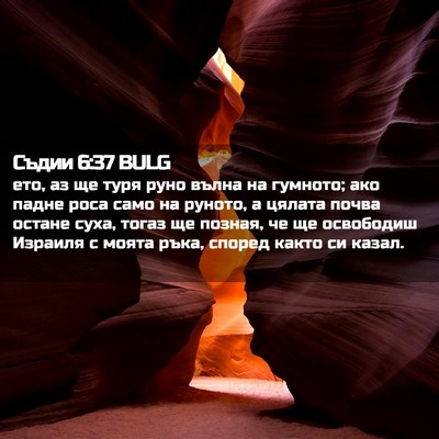 Picture 02 - Съдии 6:37 BULG - ето, аз ще туря руно вълна - Bible Verse Picture