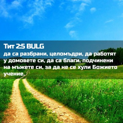 Picture 02 - Тит 2:5 BULG - да са разбрани, целомъдри, - Bible Verse Picture