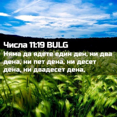 Picture 02 - Числа 11:19 BULG - Няма да ядете един ден, ни - Bible Verse Picture