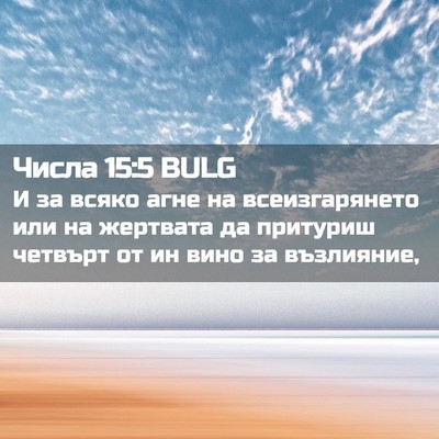 Picture 02 - Числа 15:5 BULG - И за всяко агне на - Bible Verse Picture