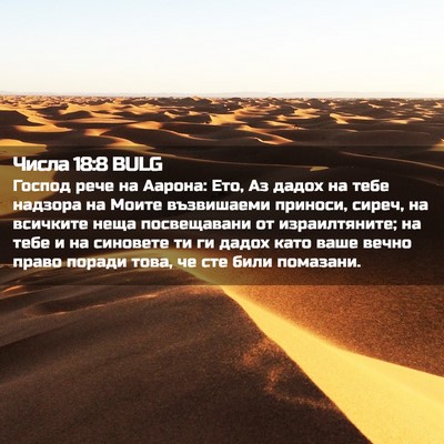 Picture 02 - Числа 18:8 BULG - Господ рече на Аарона: Ето, - Bible Verse Picture