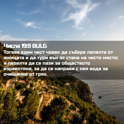 Picture 02 - Числа 19:9 BULG - Тогава един чист човек да - Bible Verse Picture