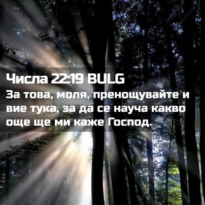 Picture 02 - Числа 22:19 BULG - За това, моля, пренощувайте - Bible Verse Picture