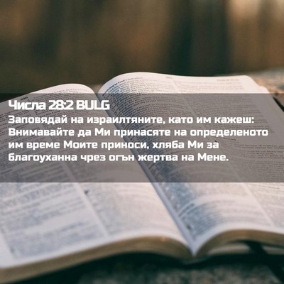 Picture 02 - Числа 28:2 BULG - Заповядай на израилтяните, - Bible Verse Picture