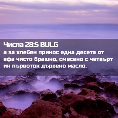 Picture 02 - Числа 28:5 BULG - а за хлебен принос една - Bible Verse Picture