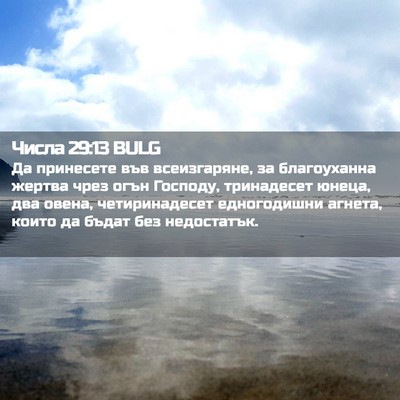 Picture 02 - Числа 29:13 BULG - Да принесете във - Bible Verse Picture