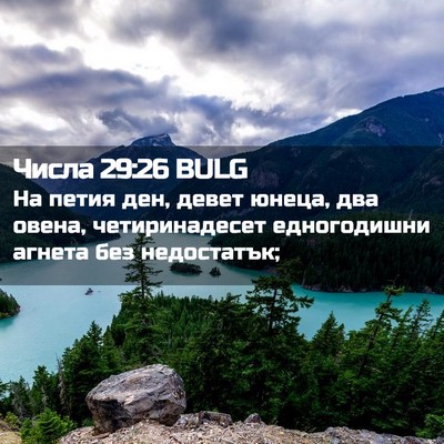 Picture 02 - Числа 29:26 BULG - На петия ден, девет юнеца, - Bible Verse Picture
