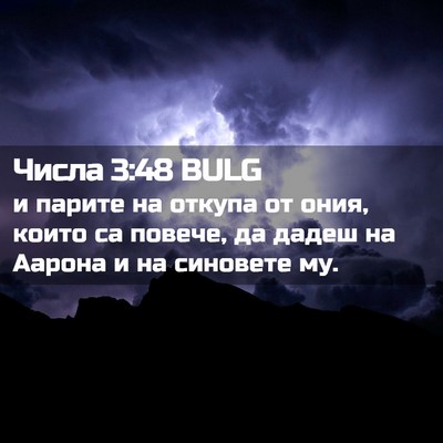 Picture 02 - Числа 3:48 BULG - и парите на откупа от ония, - Bible Verse Picture