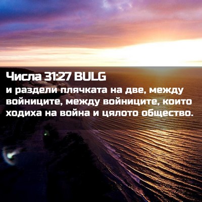 Picture 02 - Числа 31:27 BULG - и раздели плячката на две, - Bible Verse Picture