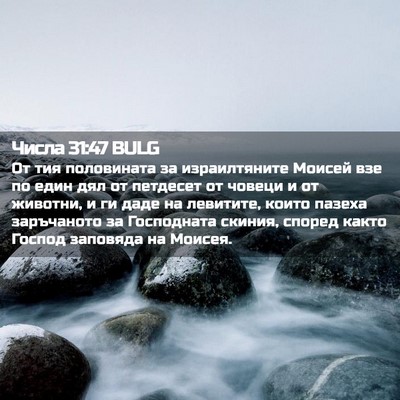 Picture 02 - Числа 31:47 BULG - От тия половината за - Bible Verse Picture