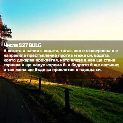 Picture 02 - Числа 5:27 BULG - А когато я напои с водата, - Bible Verse Picture
