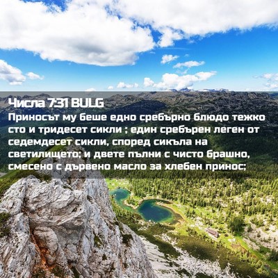 Picture 02 - Числа 7:31 BULG - Приносът му беше едно - Bible Verse Picture