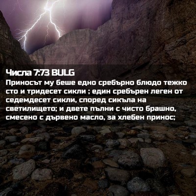 Picture 02 - Числа 7:73 BULG - Приносът му беше едно - Bible Verse Picture