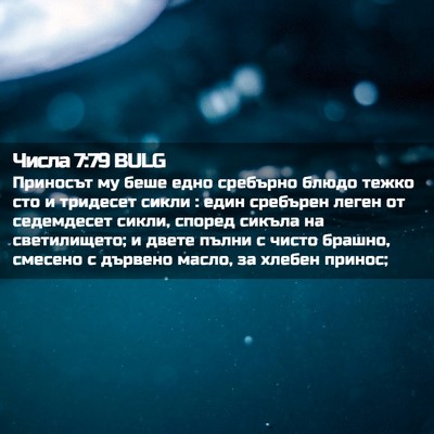 Picture 02 - Числа 7:79 BULG - Приносът му беше едно - Bible Verse Picture
