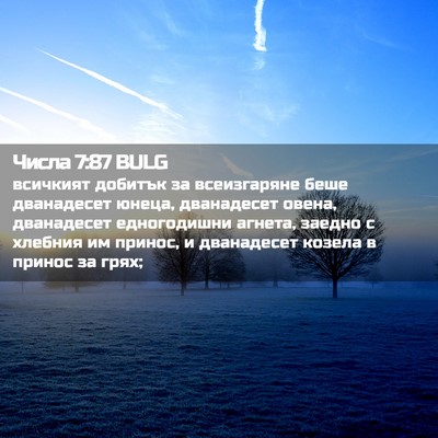 Picture 02 - Числа 7:87 BULG - всичкият добитък за - Bible Verse Picture