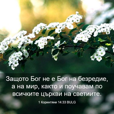 Picture 03 - 1 Коринтяни 14:33 BULG - Защото Бог не е Бог на - Bible Verse Picture
