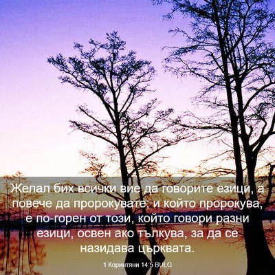 Picture 03 - 1 Коринтяни 14:5 BULG - Желал бих всички вие да - Bible Verse Picture
