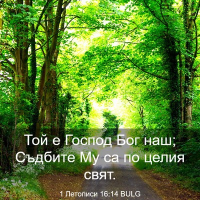Picture 03 - 1 Летописи 16:14 BULG - Той е Господ Бог наш; - Bible Verse Picture