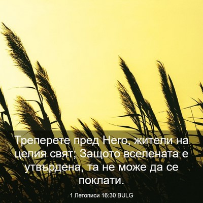 Picture 03 - 1 Летописи 16:30 BULG - Треперете пред Него, - Bible Verse Picture