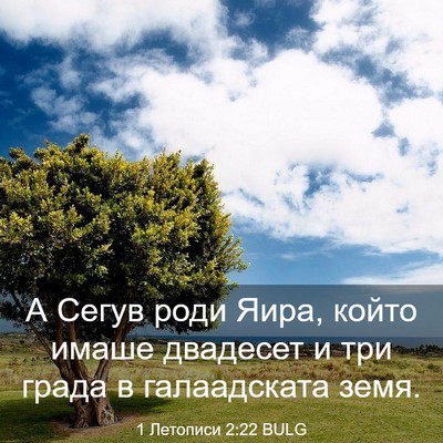 Picture 03 - 1 Летописи 2:22 BULG - А Сегув роди Яира, който - Bible Verse Picture