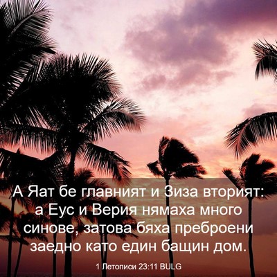 Picture 03 - 1 Летописи 23:11 BULG - А Яат бе главният и Зиза - Bible Verse Picture
