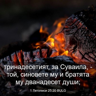 Picture 03 - 1 Летописи 25:20 BULG - тринадесетият, за Суваила, - Bible Verse Picture