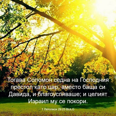Picture 03 - 1 Летописи 29:23 BULG - Тогава Соломон седна на - Bible Verse Picture