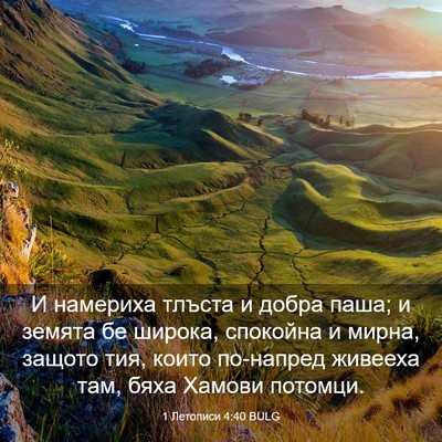 Picture 03 - 1 Летописи 4:40 BULG - И намериха тлъста и добра - Bible Verse Picture