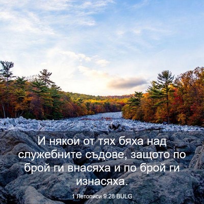 Picture 03 - 1 Летописи 9:28 BULG - И някои от тях бяха над - Bible Verse Picture