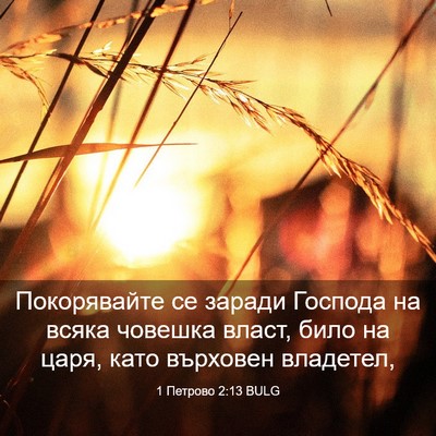 Picture 03 - 1 Петрово 2:13 BULG - Покорявайте се заради - Bible Verse Picture