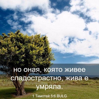 Picture 03 - 1 Тимотей 5:6 BULG - но оная, която живее - Bible Verse Picture