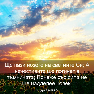 Picture 03 - 1 Царе 2:9 BULG - Ще пази нозете на светиите - Bible Verse Picture