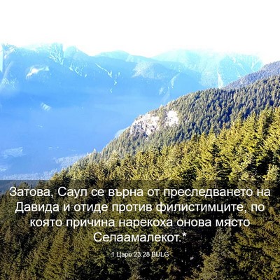 Picture 03 - 1 Царе 23:28 BULG - Затова, Саул се върна от - Bible Verse Picture