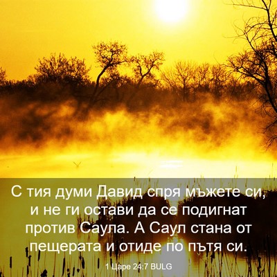 Picture 03 - 1 Царе 24:7 BULG - С тия думи Давид спря - Bible Verse Picture