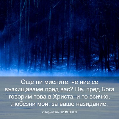 Picture 03 - 2 Коринтяни 12:19 BULG - Още ли мислите, че ние се - Bible Verse Picture