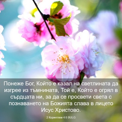 Picture 03 - 2 Коринтяни 4:6 BULG - Понеже Бог, Който е казал - Bible Verse Picture