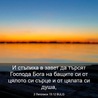 Picture 03 - 2 Летописи 15:12 BULG - И стъпиха в завет да търсят - Bible Verse Picture