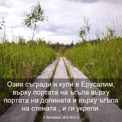 Picture 03 - 2 Летописи 26:9 BULG - Озия съгради и кули в - Bible Verse Picture