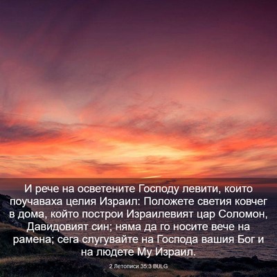 Picture 03 - 2 Летописи 35:3 BULG - И рече на осветените - Bible Verse Picture