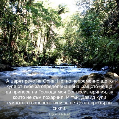 Picture 03 - 2 Царе 24:24 BULG - А царят рече на Орна: Не, но - Bible Verse Picture