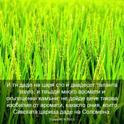 Picture 03 - 3 Царе 10:10 BULG - И тя даде на царя сто и - Bible Verse Picture