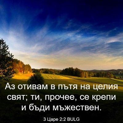 Picture 03 - 3 Царе 2:2 BULG - Аз отивам в пътя на целия - Bible Verse Picture