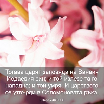 Picture 03 - 3 Царе 2:46 BULG - Тогава царят заповяда на - Bible Verse Picture