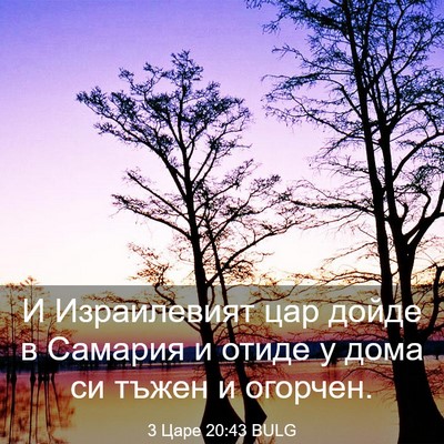 Picture 03 - 3 Царе 20:43 BULG - И Израилевият цар дойде в - Bible Verse Picture
